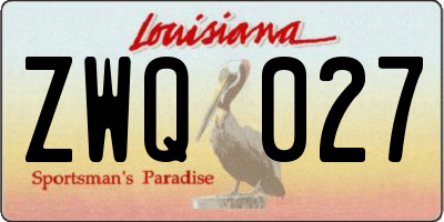 LA license plate ZWQ027