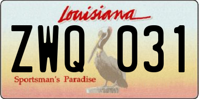 LA license plate ZWQ031