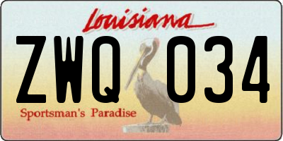 LA license plate ZWQ034