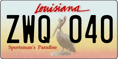 LA license plate ZWQ040