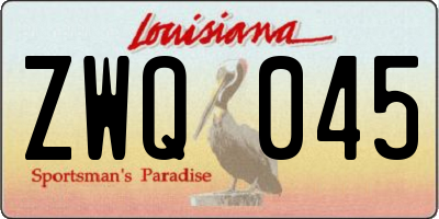 LA license plate ZWQ045