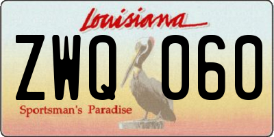 LA license plate ZWQ060