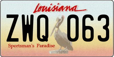 LA license plate ZWQ063
