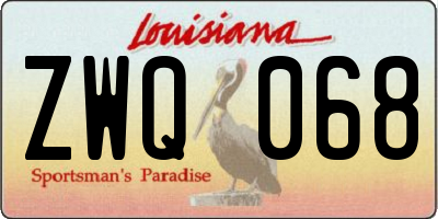 LA license plate ZWQ068