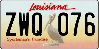 LA license plate ZWQ076