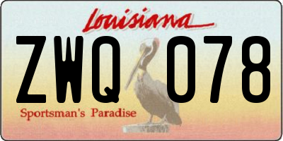 LA license plate ZWQ078