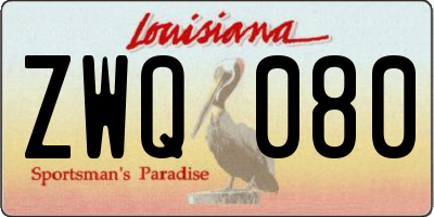 LA license plate ZWQ080