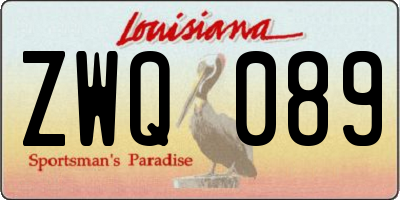LA license plate ZWQ089