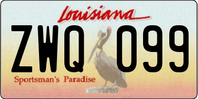 LA license plate ZWQ099