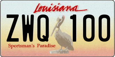 LA license plate ZWQ100