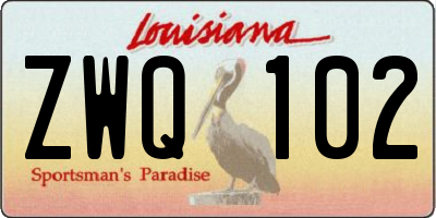 LA license plate ZWQ102