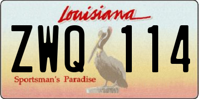 LA license plate ZWQ114
