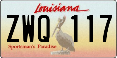 LA license plate ZWQ117