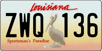LA license plate ZWQ136