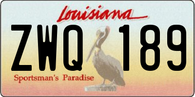 LA license plate ZWQ189
