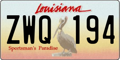 LA license plate ZWQ194