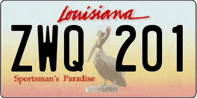 LA license plate ZWQ201