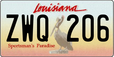 LA license plate ZWQ206