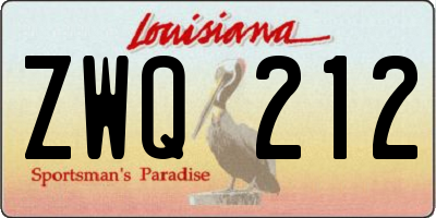 LA license plate ZWQ212