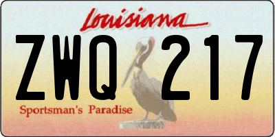 LA license plate ZWQ217