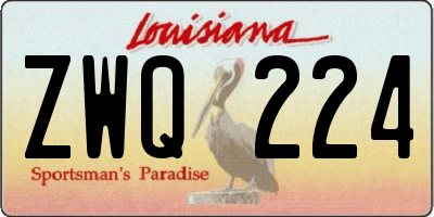 LA license plate ZWQ224