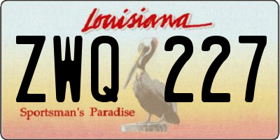 LA license plate ZWQ227