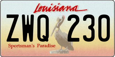 LA license plate ZWQ230