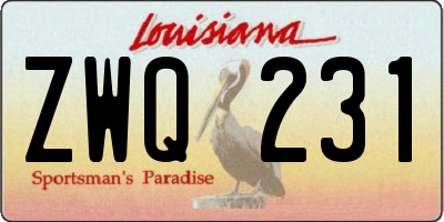 LA license plate ZWQ231