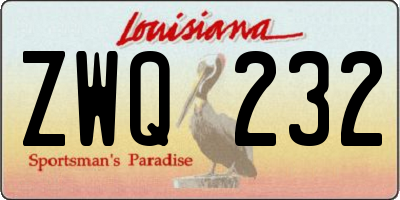 LA license plate ZWQ232