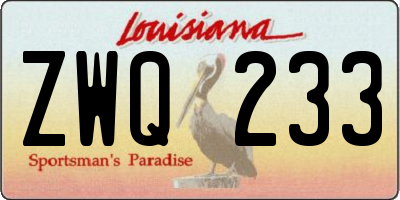 LA license plate ZWQ233