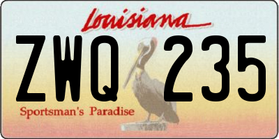 LA license plate ZWQ235