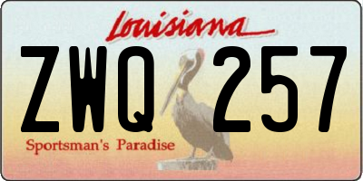 LA license plate ZWQ257