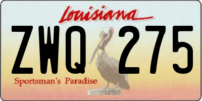 LA license plate ZWQ275