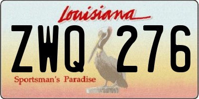 LA license plate ZWQ276