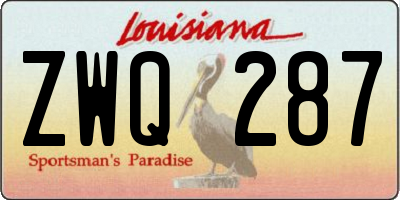 LA license plate ZWQ287