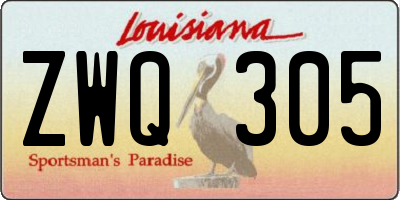 LA license plate ZWQ305