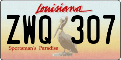 LA license plate ZWQ307