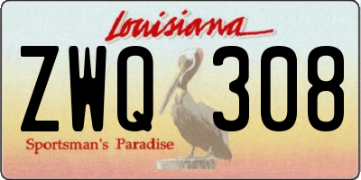 LA license plate ZWQ308