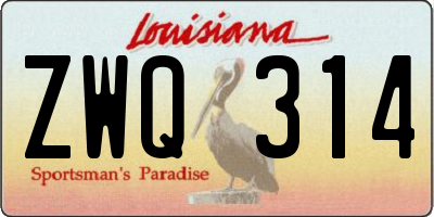 LA license plate ZWQ314