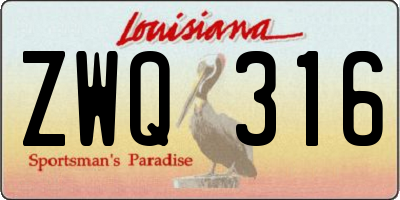 LA license plate ZWQ316