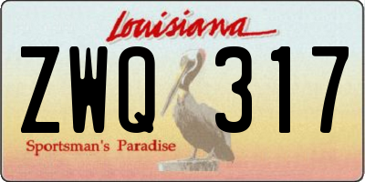 LA license plate ZWQ317