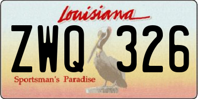 LA license plate ZWQ326