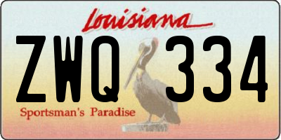 LA license plate ZWQ334