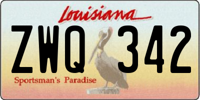 LA license plate ZWQ342