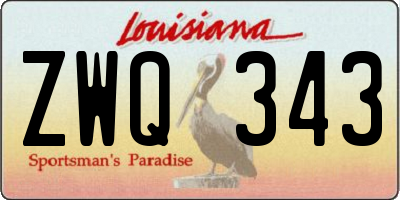 LA license plate ZWQ343
