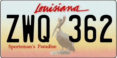 LA license plate ZWQ362