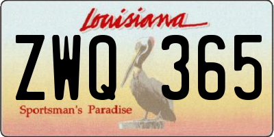 LA license plate ZWQ365