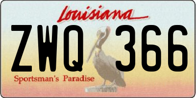 LA license plate ZWQ366