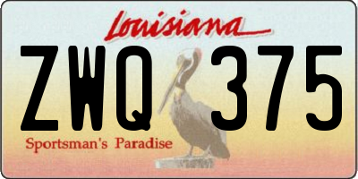 LA license plate ZWQ375