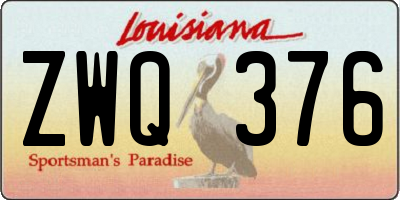 LA license plate ZWQ376